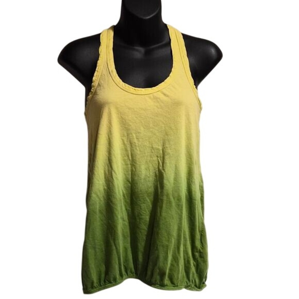 Yellow Green Ombre Racerback Bubble Hem Tank Top Size M